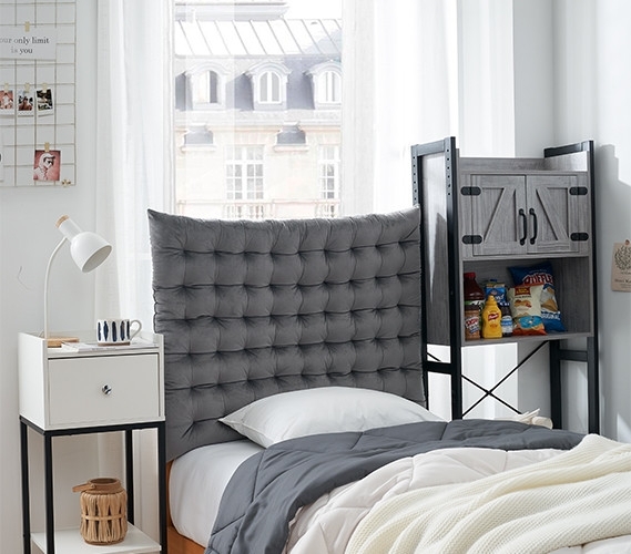 Tufted Cushion Headboard Velvet Fabric Dorm Room Storage Ideas