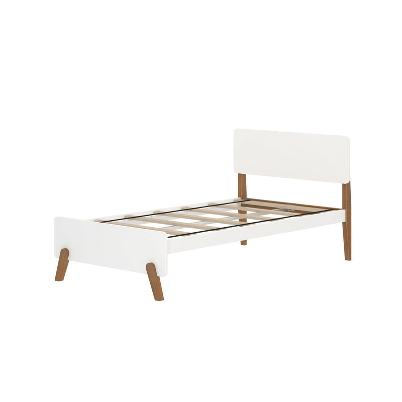 Twin Bed Panel Headboard Tapered Wood Legs White Finish