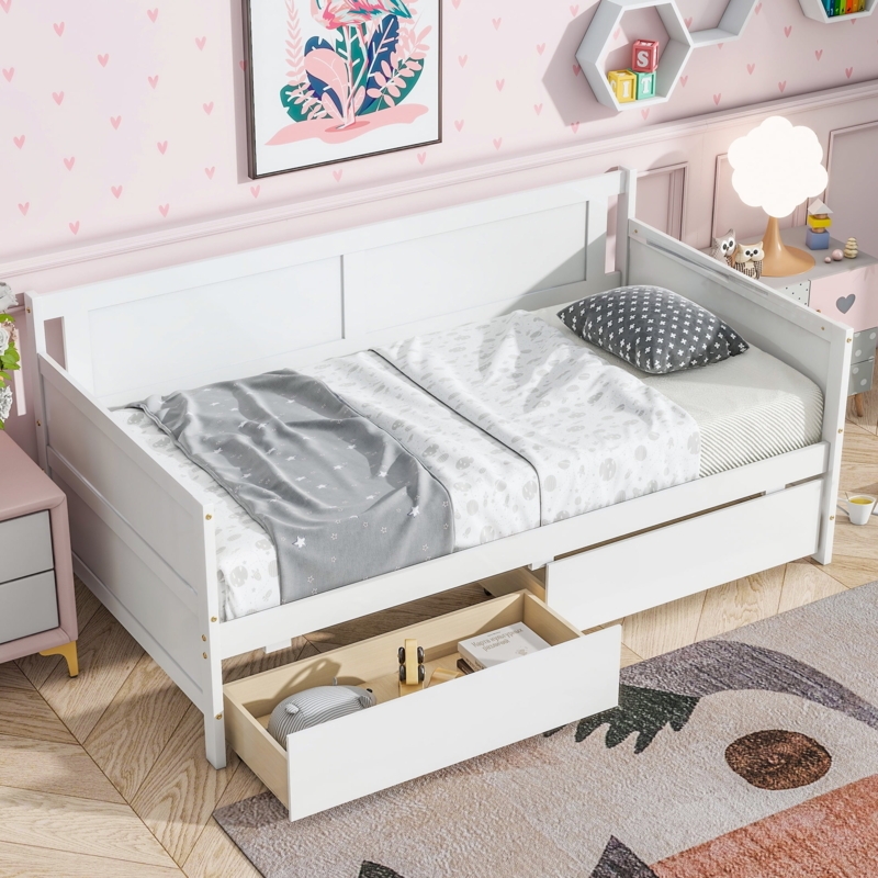 Twin Storage Daybed, Paneled Wood Frame, Matte Finish