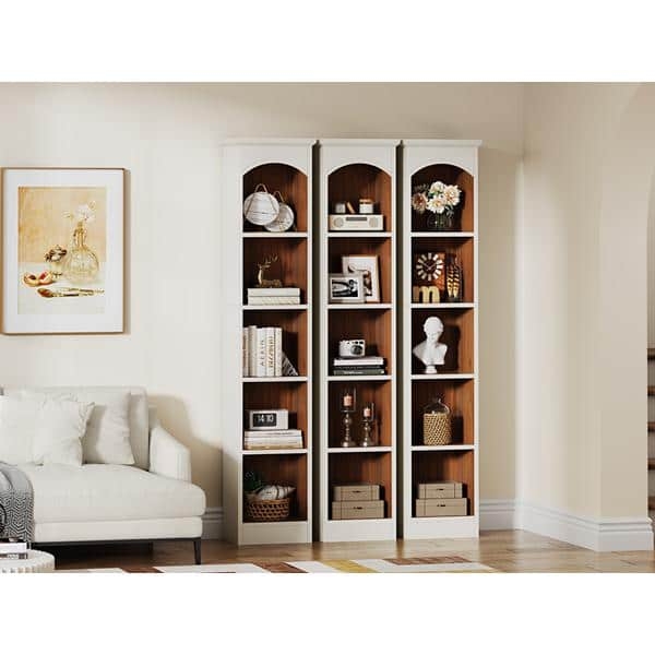 Two Tone Bookcase Arched Top Oak And Painted Finish