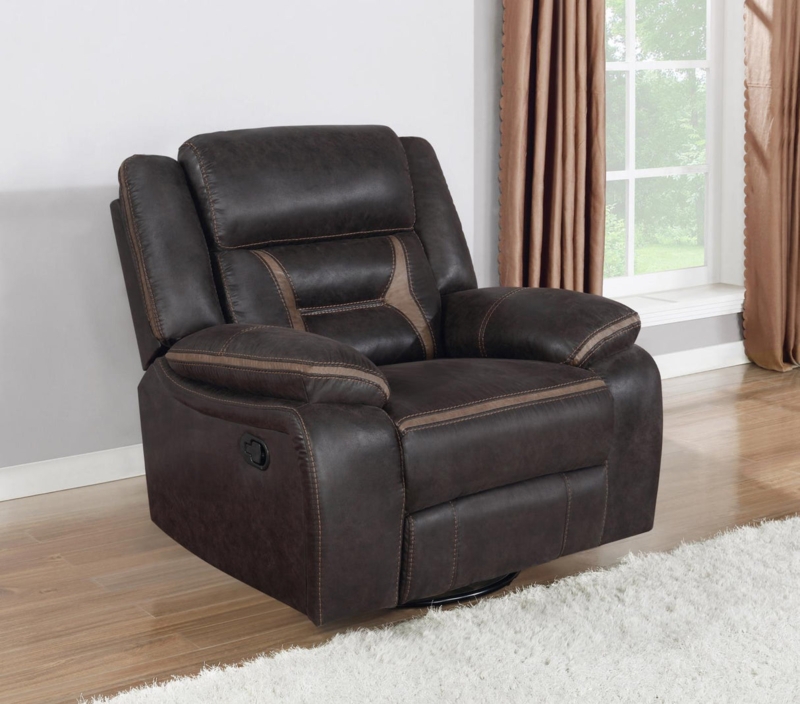 Two-Tone Glider Chair, Leather-Like with Tan Accent Bands