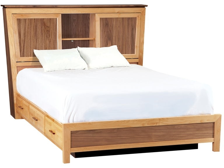 Two-Toned Wood Craftsman Storage Bed with Bookcase Headboard