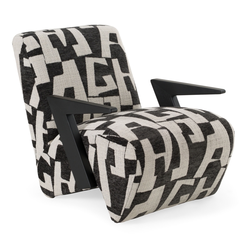 Typographic Accent Chair Z Shaped Arms Graphic Print Bold