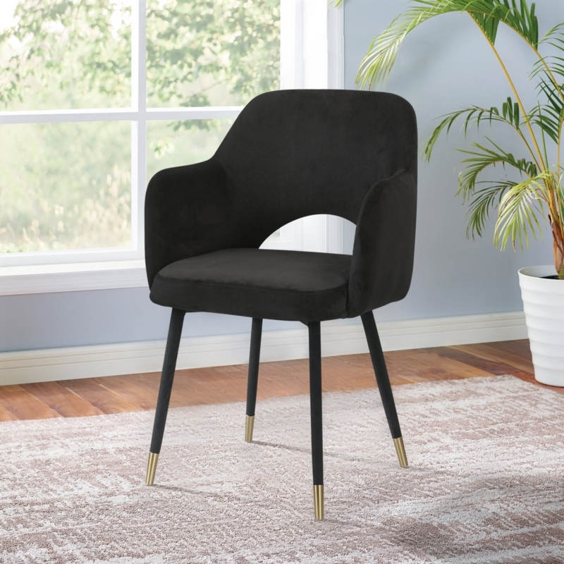 Upholstered Accent Chair with Semi-Circular Back Cutout and Tipped Legs