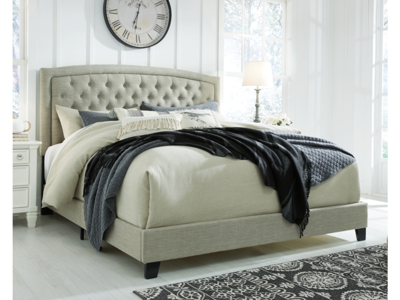 Upholstered Bed Beige Arched Diamond Tufted with Tapered Legs