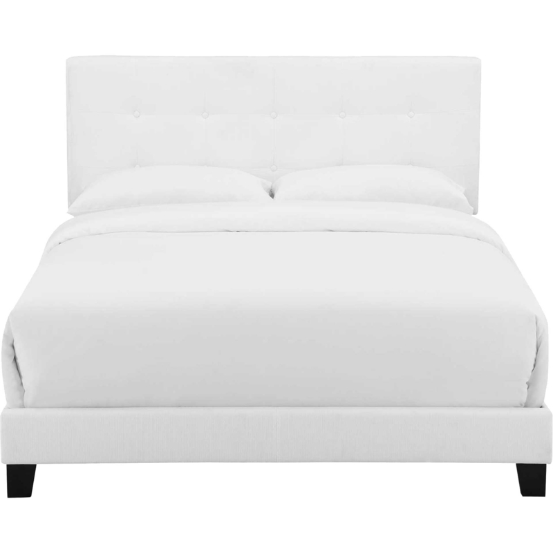 Upholstered Bed, Button Tufted Headboard and Low Feet