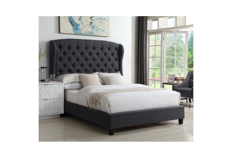 Upholstered Bed: Extra Tall Wingback, Grand Diamond Tufted Headboard