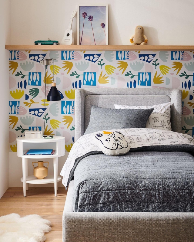 Upholstered Bed Kids Room Scandinavian Inspired Woven Quilted Modern