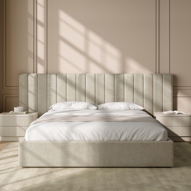 Upholstered Bed Velvet-like Vertical Channel Tufting Minimalist