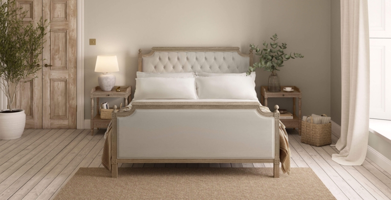 Upholstered Bed with Diamond Tufted Headboard and Camelback Silhouette