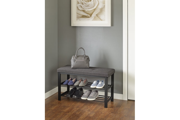 Upholstered Bench Navy Blue Button Tufted Splayed Wood Legs