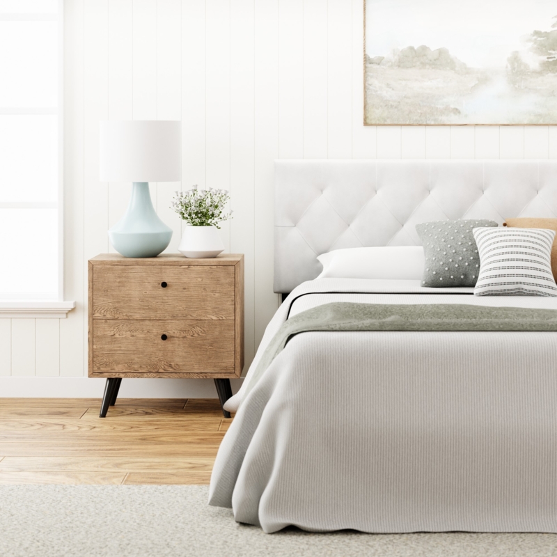 Upholstered Headboard Diamond Tufted Woven Fabric Transitional