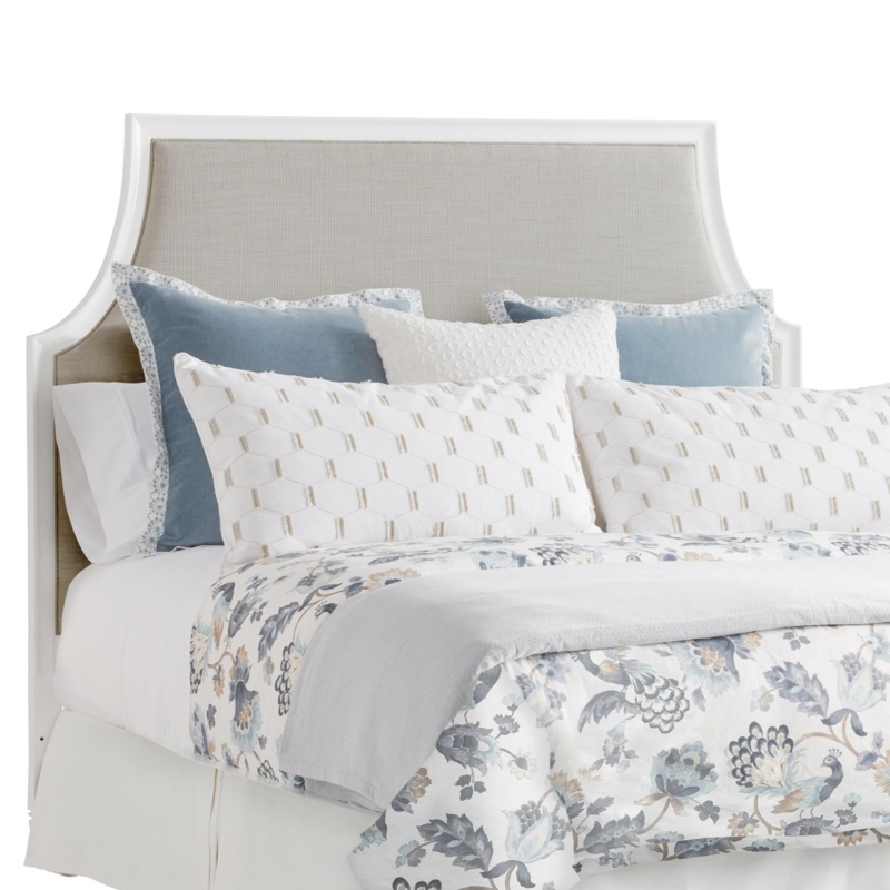 Upholstered Headboard Fabric Panel White Frame Camelback