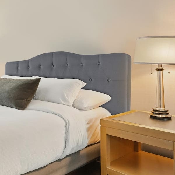 Upholstered Headboard with Scalloped Silhouette and Button Tufting