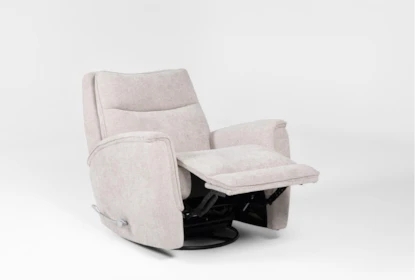 Upholstered Manual Swivel Recliner in Textured Fabric with Contoured Back