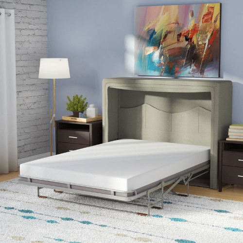 Upholstered Murphy Bed Cabinet with Integrated Headboard