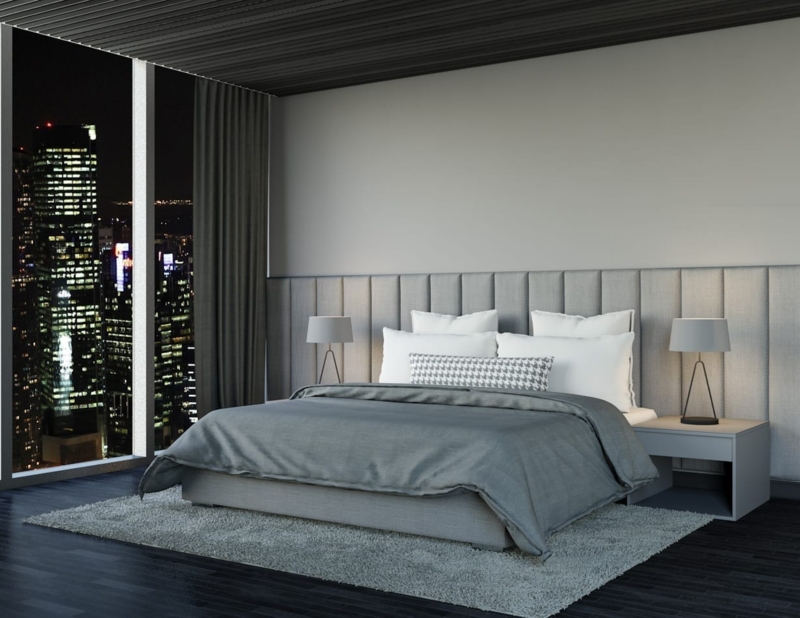 Upholstered Wall Panel with Oversized Horizontal Paneling
