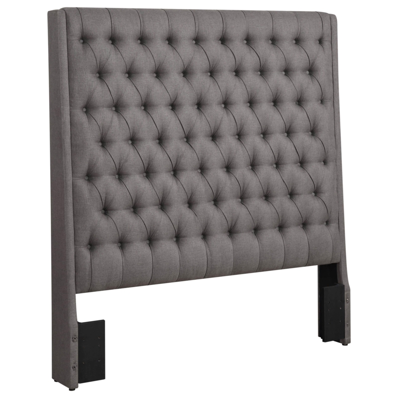 Upholstered Wingback Headboard Tall Gray Diamond Button Tufted