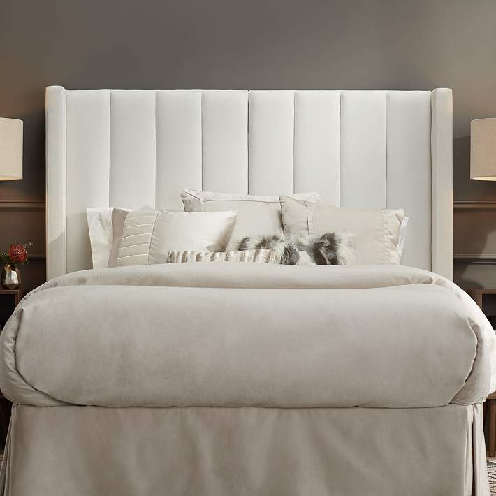 Upholstered Wingback Headboard, Vertical Channel Tufting, Tall Profile
