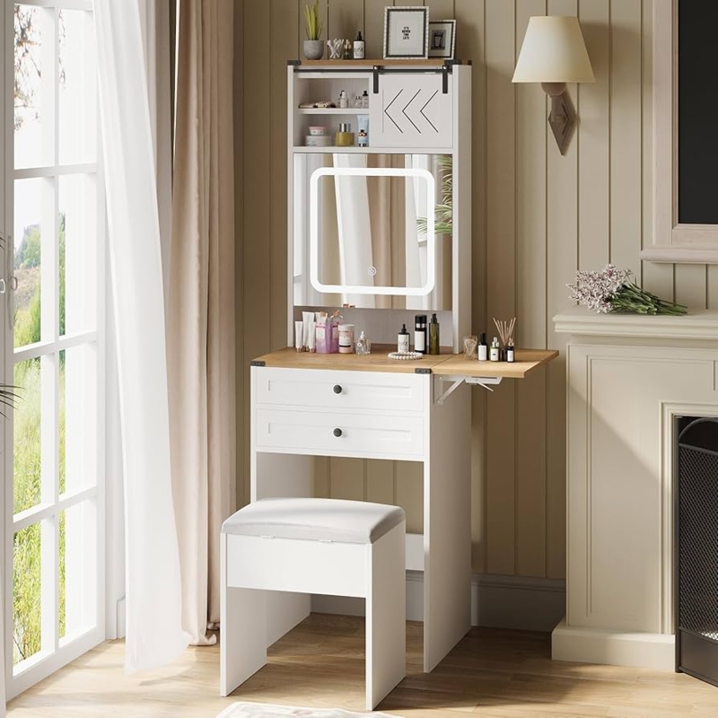 Vanity Set Farmhouse Style with Sliding Barn Door Cabinet