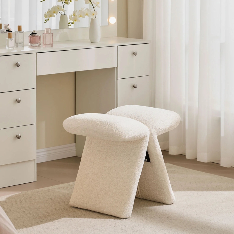 Vanity Stool Butterfly Silhouette Sculptural Boucle Nordic Chair