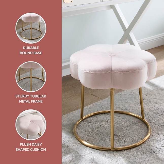Vanity Stool Daisy Shaped Seat Gold Tubular Frame Glam