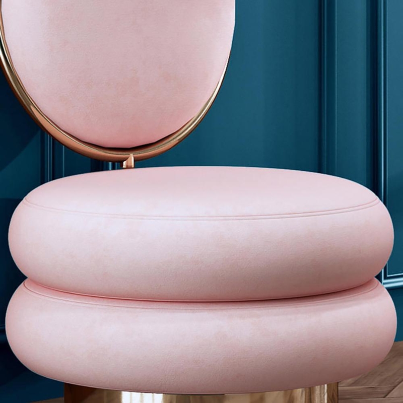Vanity Stool Rose Gold Circular Back Double Tier Seat Blush Velvet