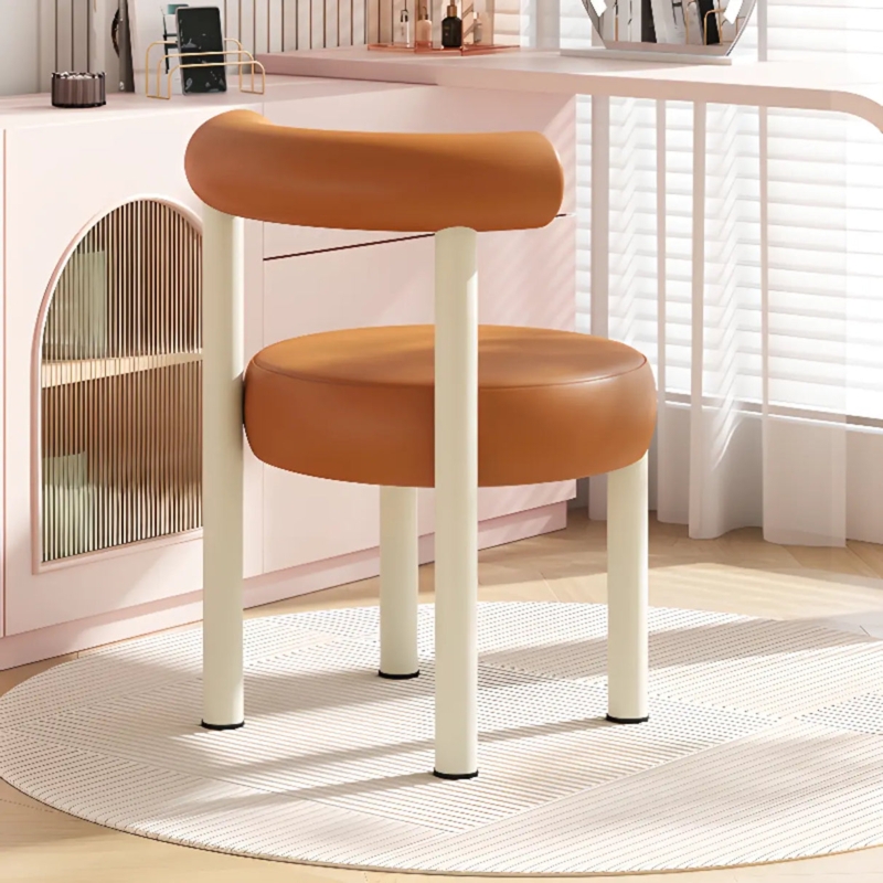 Vanity Stool Terracotta Tubular Curved Back Cylindrical Legs Modern