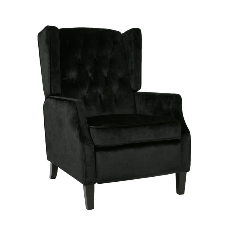 Velvet Wingback Recliner, Diamond Button Tufting Detail
