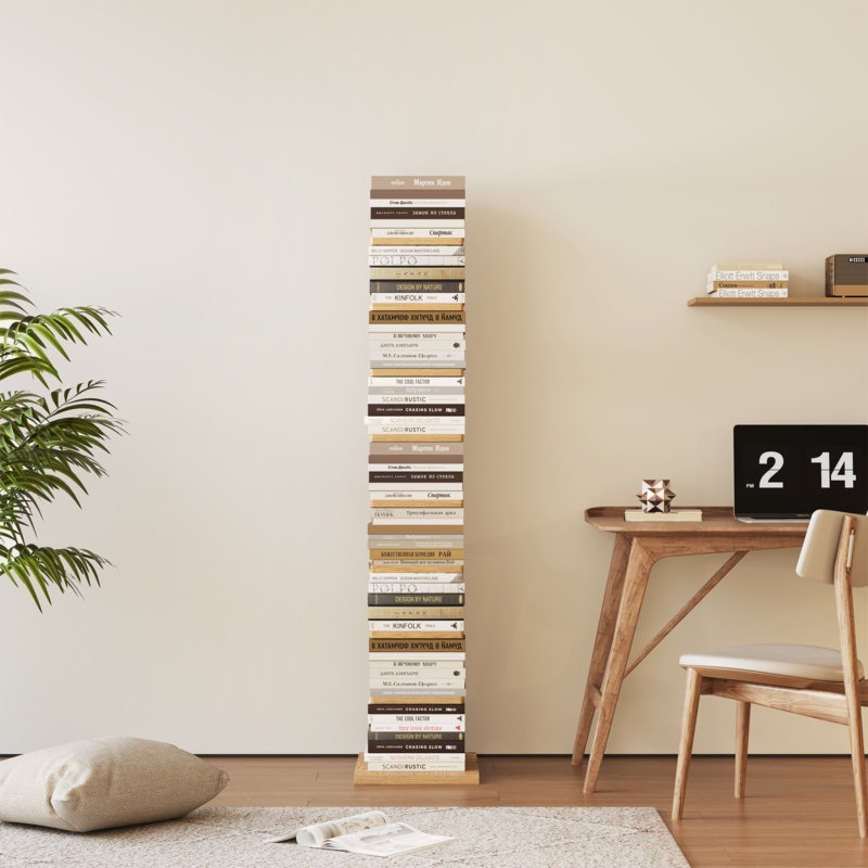 Vertical Bookshelf 9-Tier Invisible Spine Floating Tower