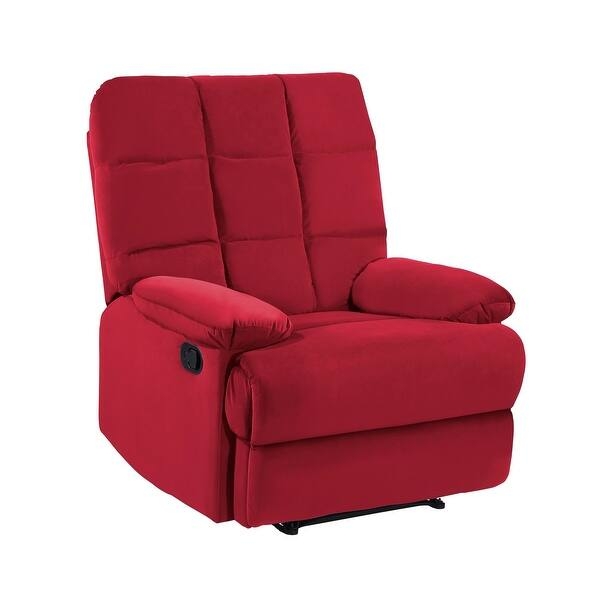 Vibrant Red Velvet Manual Recliner Chair with Segmented Backrest