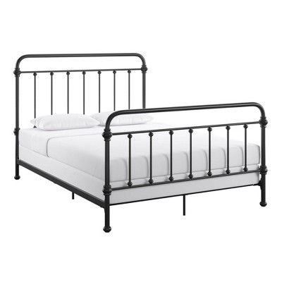 Victorian Metal Bed Frame with Ball Finials, Matte Black Spindle Design