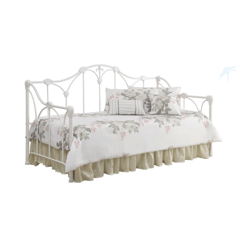 Vintage Style Scrolled Metal Daybed with Ruffled Skirt