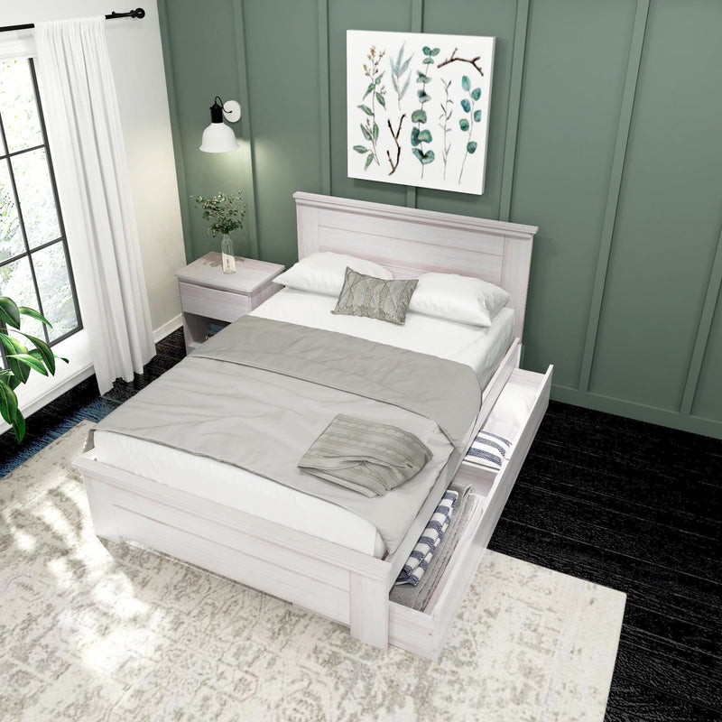 Weathered Driftwood Storage Bed with Panel Headboard