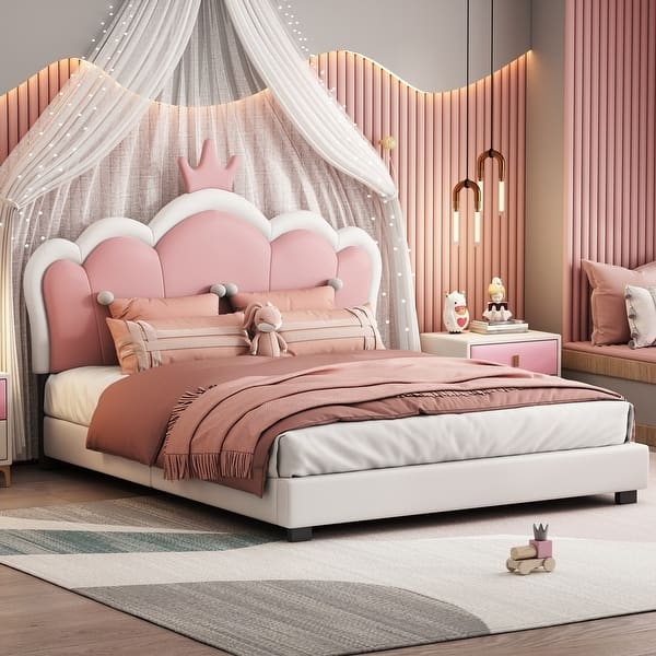 Whimsical Platform Bed with Crown Headboard & Legs
