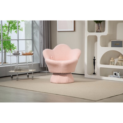 Whimsical Swivel Accent Chair: Petal Shape Boucle Texture.