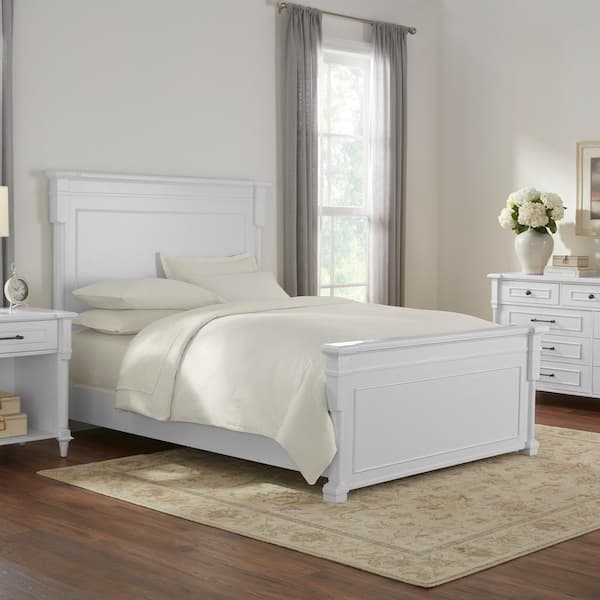 White Panel Bed, Recessed Panels, Crisp Finish, Classic Bedroom Furniture