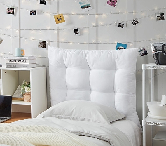 White Tufted Headboard Pillow, Plush Dorm Bedding Backrest Cushion