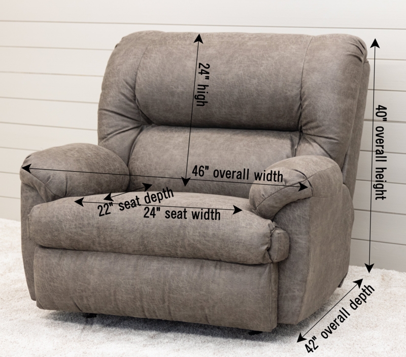 Wide Brown Recliner Weathered Leather-Like Manual Rustic Style