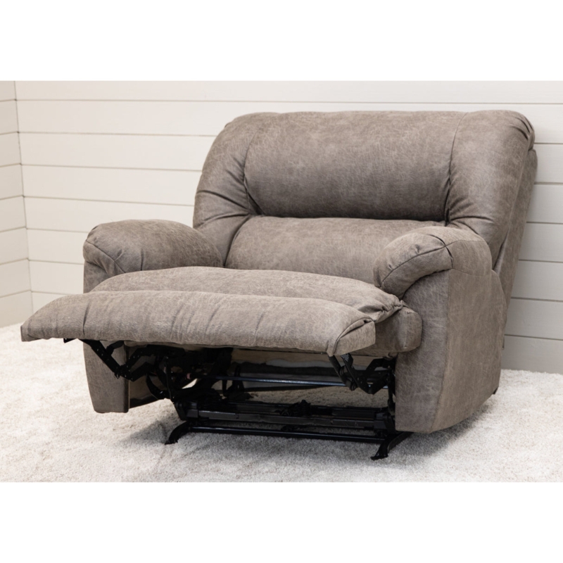 Wide Faux Leather Recliner with Distressed Finish