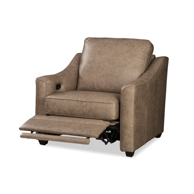 Wide Power Recliner Chair with Weathered Leather Texture