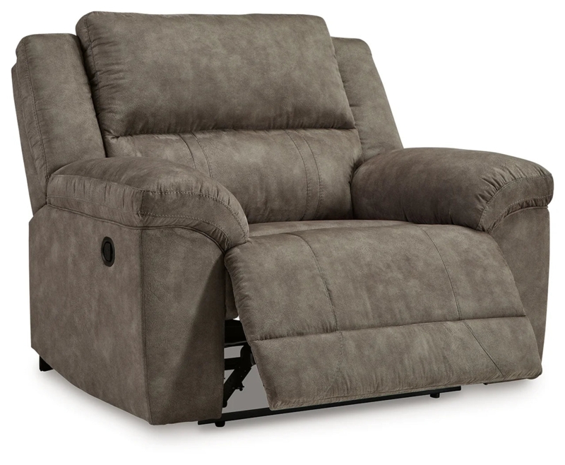 Wide Seat Recliner in Fossil Grey Fabric with Split Back