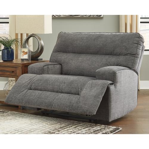 Wide Seat Textured Recliner with Channel Stitched Back