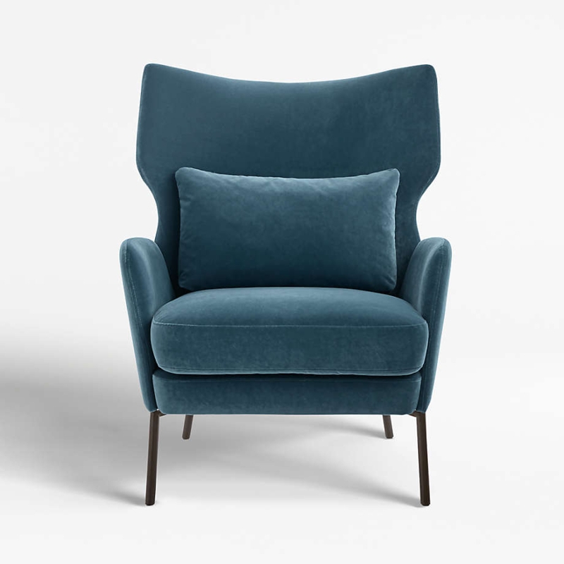Wingback Accent Chair with Slim Tapered Legs and Lumbar Pillow