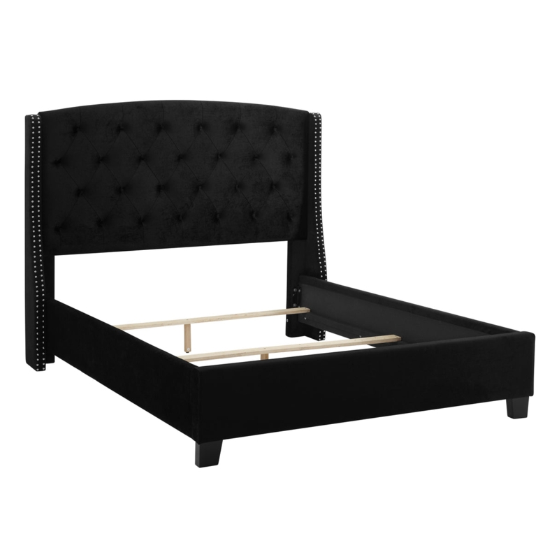 Wingback Bed Frame Silver Nailhead Trim Arched Top Velvet