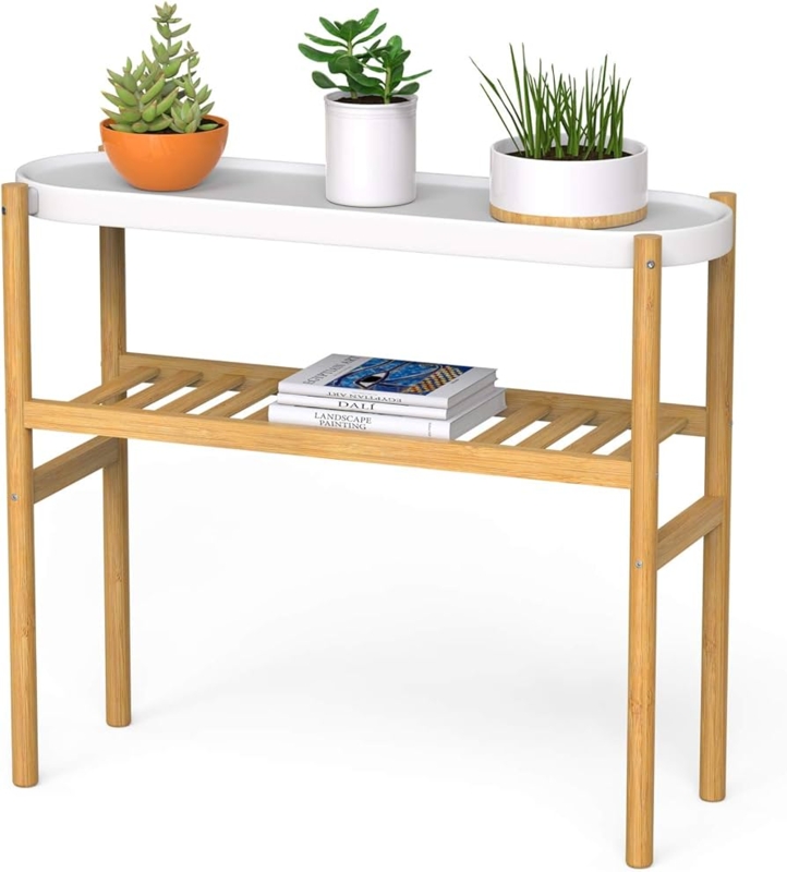 : Wisuce Bamboo Shelf Indoor, 2 Tier Window Tall Stand Table for  Multiple Plants : Patio, Lawn & Garden