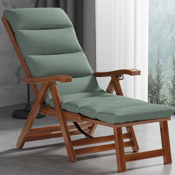 Wood Frame Recliner Chair with Sage Green Segmented Cushion