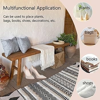 Wooden Bench Skinny Low Profile Rustic Farmhouse Style