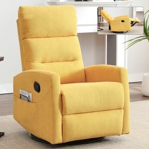 Yellow Swivel Recliner Chair with Side Pocket and Rocker Feature