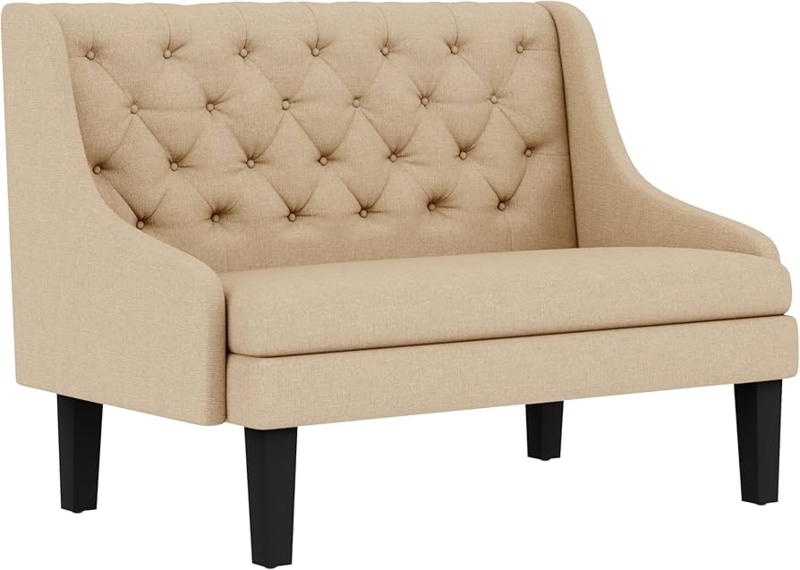 - Yongqiang Settee Bench with Back for Dining Room Living Room  Entryway Modern Upholstered Banquette Button Tufted Loveseat Sofa Mini  Couch with Wood Legs Khaki - Table Benches